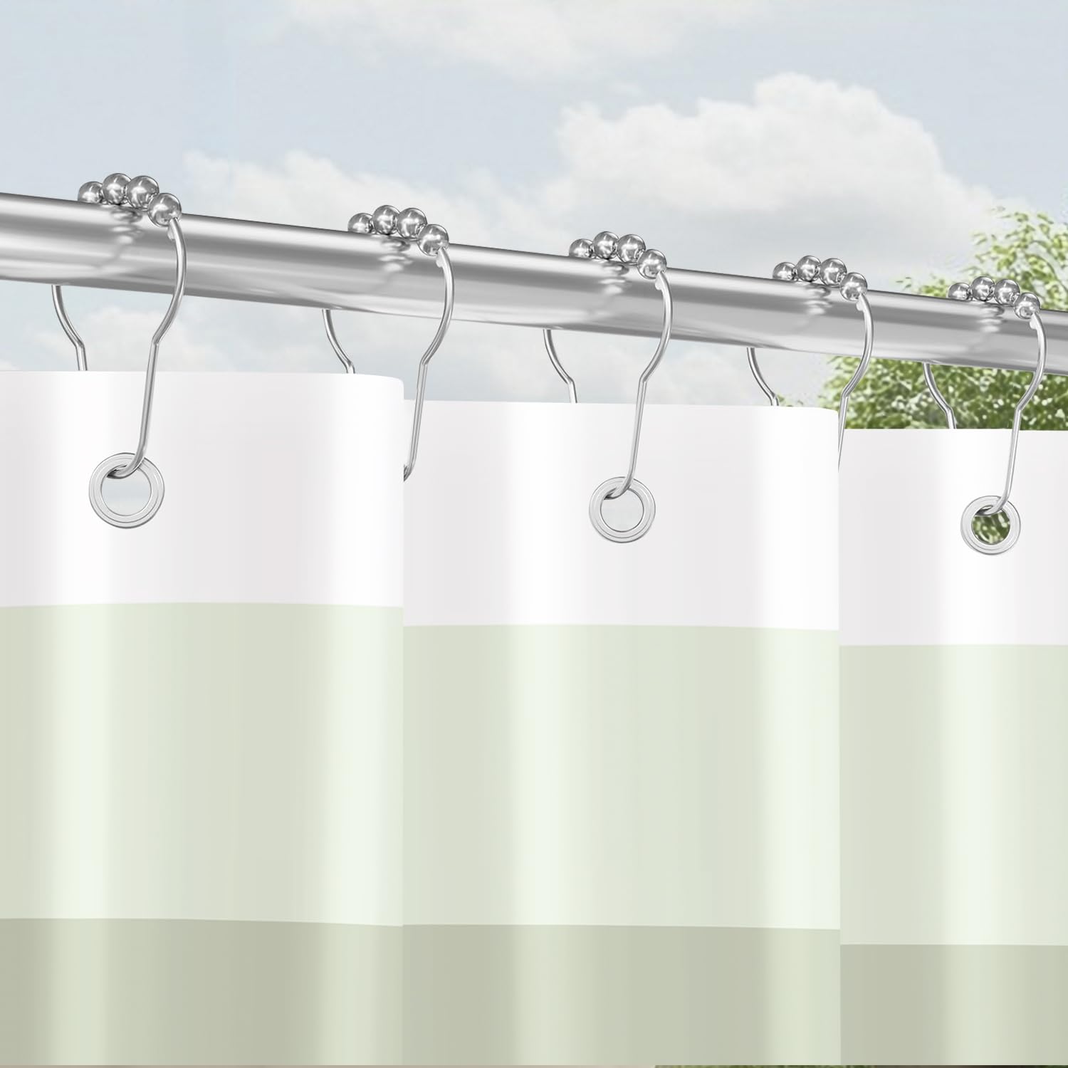 Lerores Olive Green Shower Curtain – 120x200cm Anti-Mould Polyester