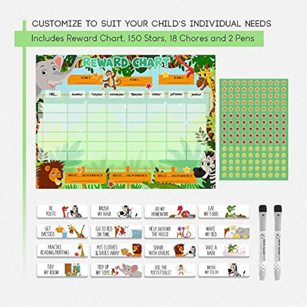 Luigi's Safari Animal Magnetic Reward Chart | Kids Potty & Chores Tracker