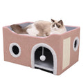 ERNAN Foldable Cat House – Large Indoor Cave Bed with Scratching Board