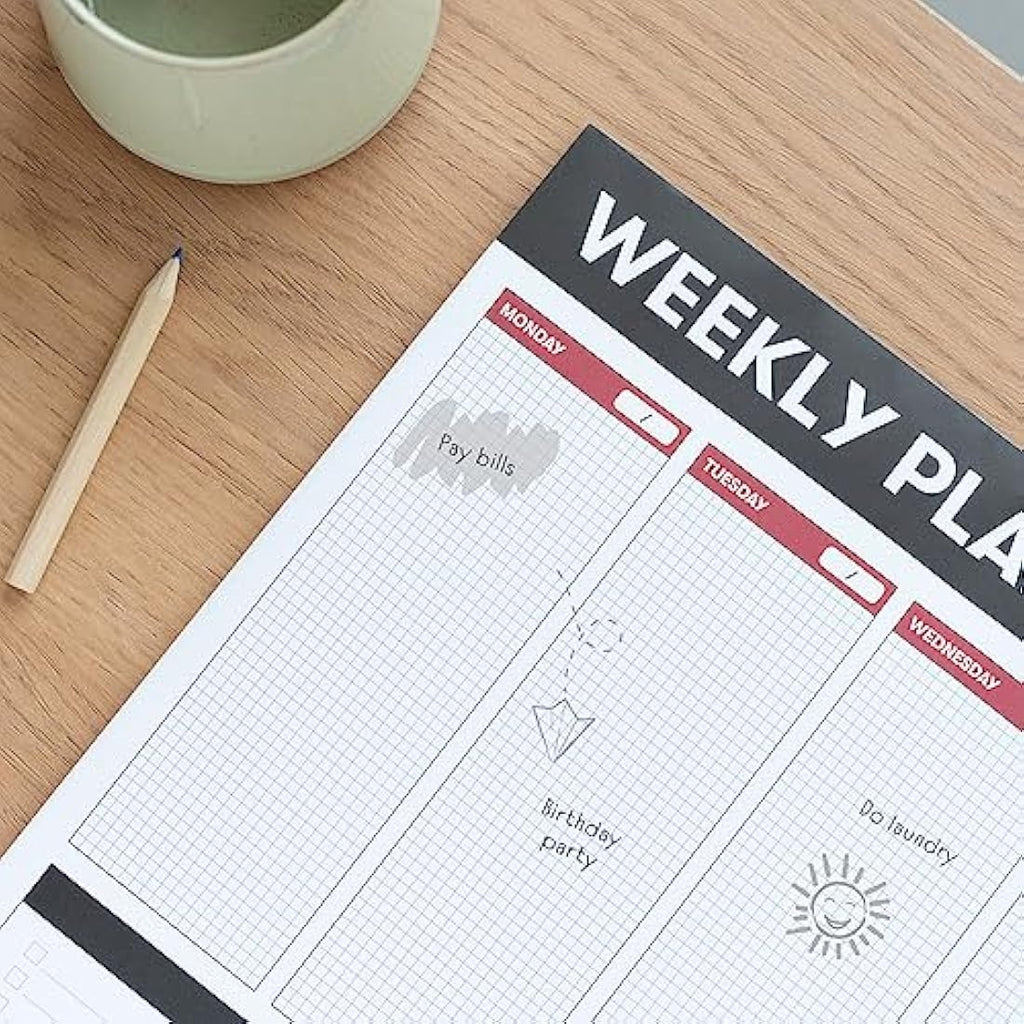 Undated Weekly Planner - A3 Desk Calendar & Tear Off Notepad