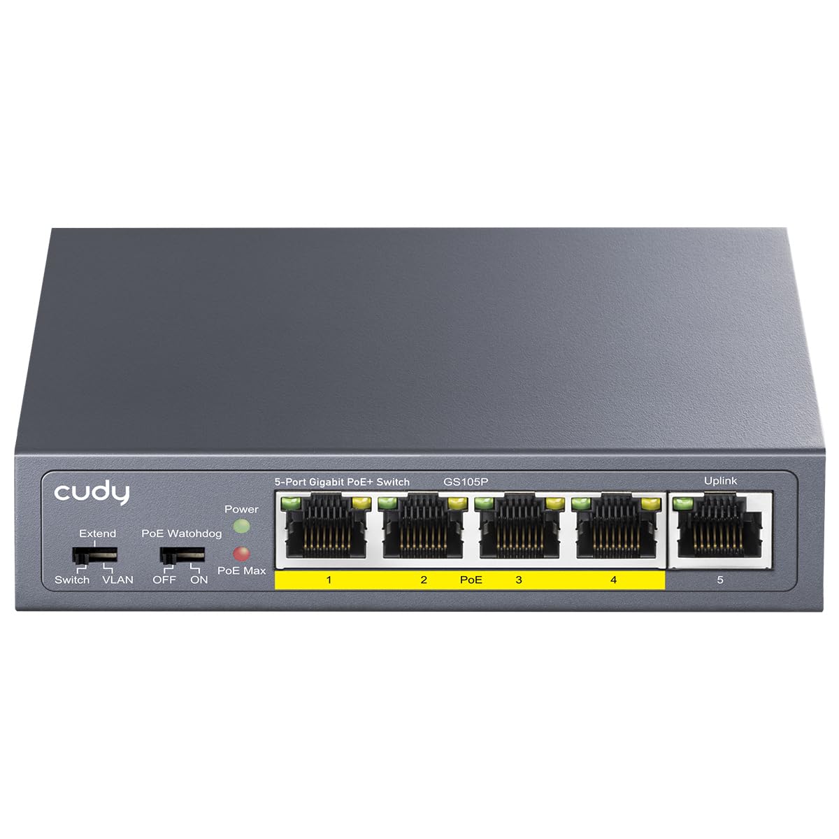 Cudy GS105P 5-Port Gigabit PoE Switch | 4 PoE+ 36W Metal Fanless