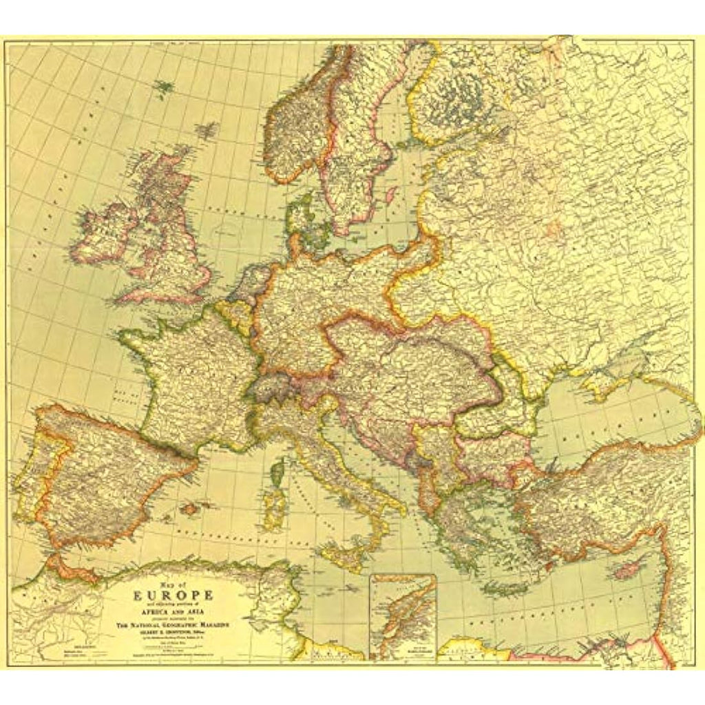 National Geographic Europe 1915 World War 1 Laminated Wall Map