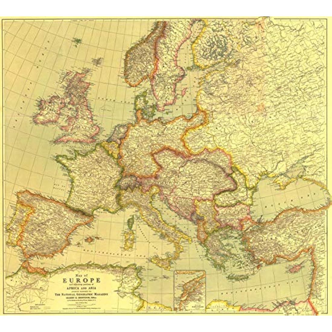 National Geographic Europe 1915 World War 1 Laminated Wall Map