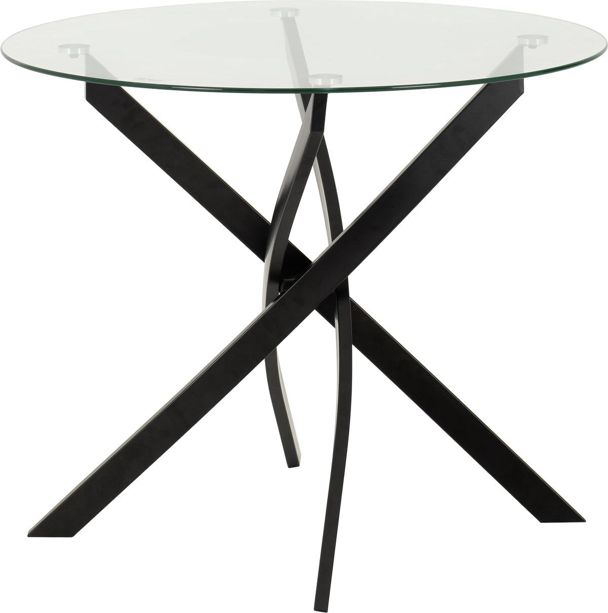 Seconique Sheldon Round Glass Top Dining Table in Clear Glass/Black
