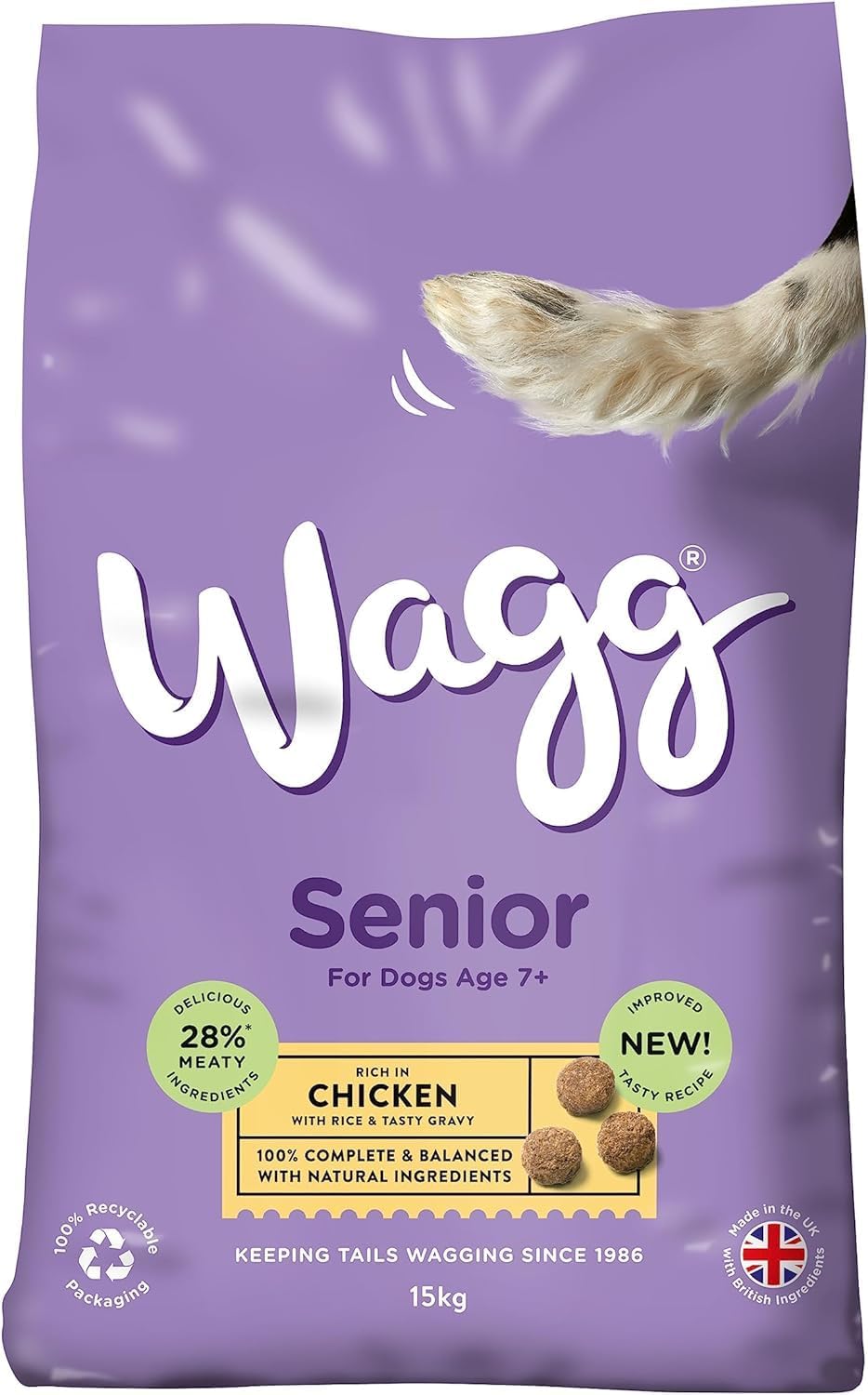 Wagg Senior Dry Dog Food Chicken & Rice – Joint Support - 15kg