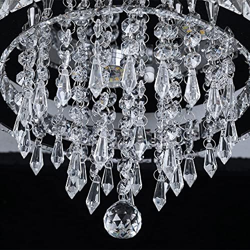 Deckrico Modern K9 Crystal Chandelier – 3 LED Flush Mount Pendant Light