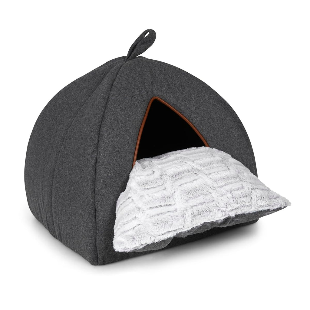 Petface Graphite Grey Felt Igloo Cat Bed – Cozy Indoor Pet Cave
