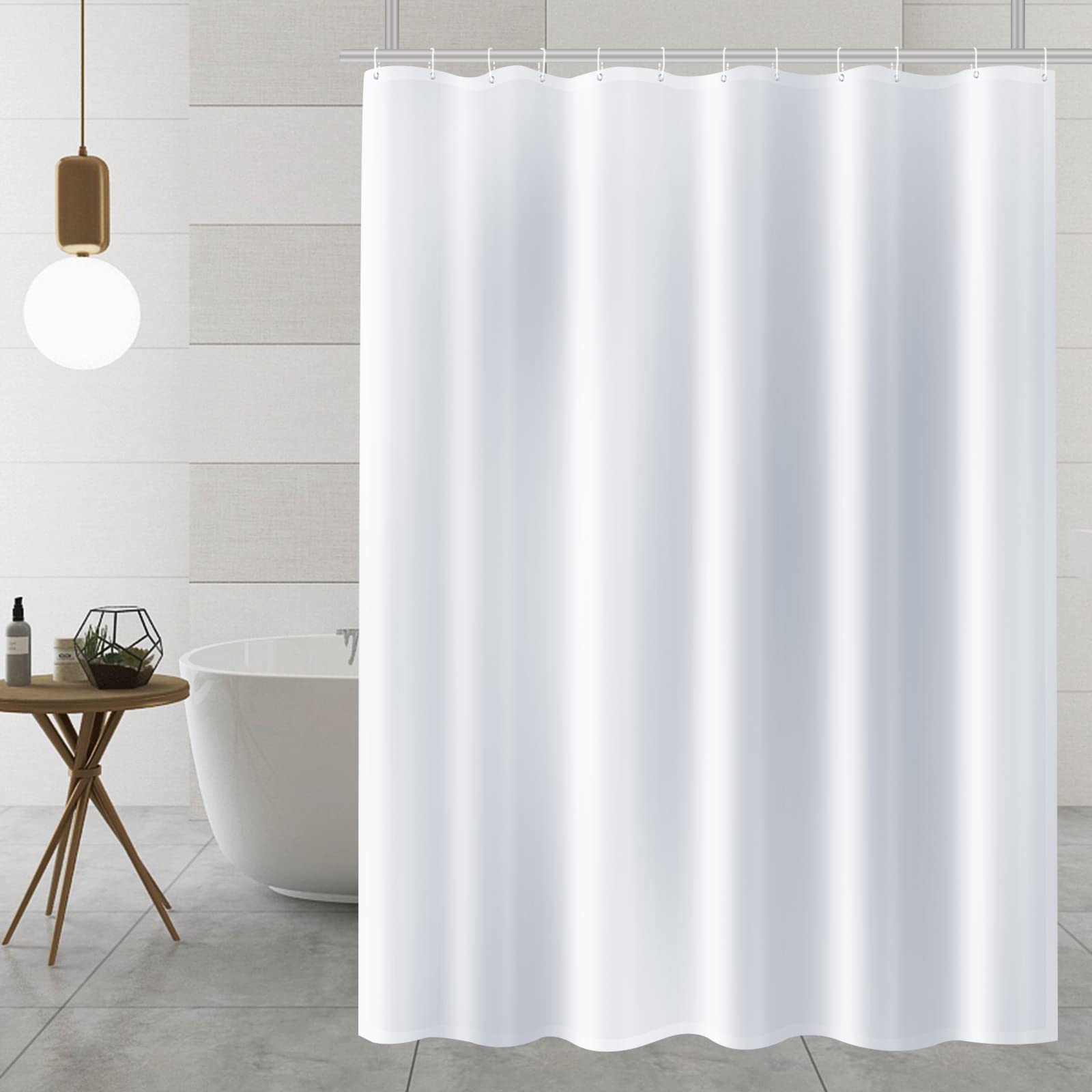 AiQInu White Shower Curtain | 180x180cm Waterproof Anti-Mould Polyester