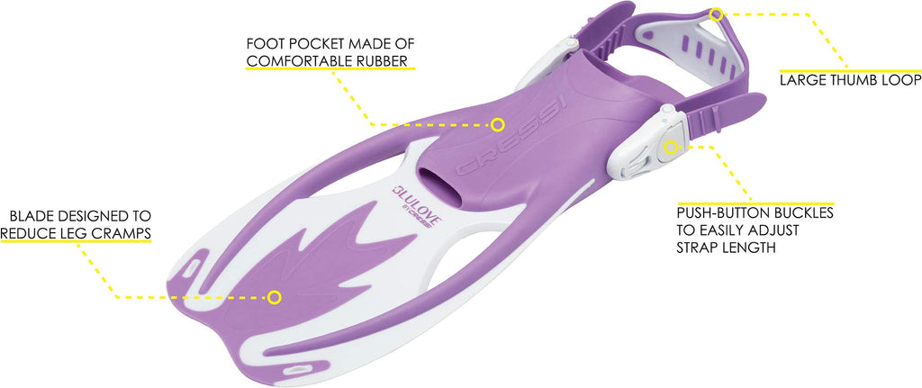 Cressi Kids Rocks Pro Dry Snorkel Set – Mask, Fins & Snorkel, Lilac