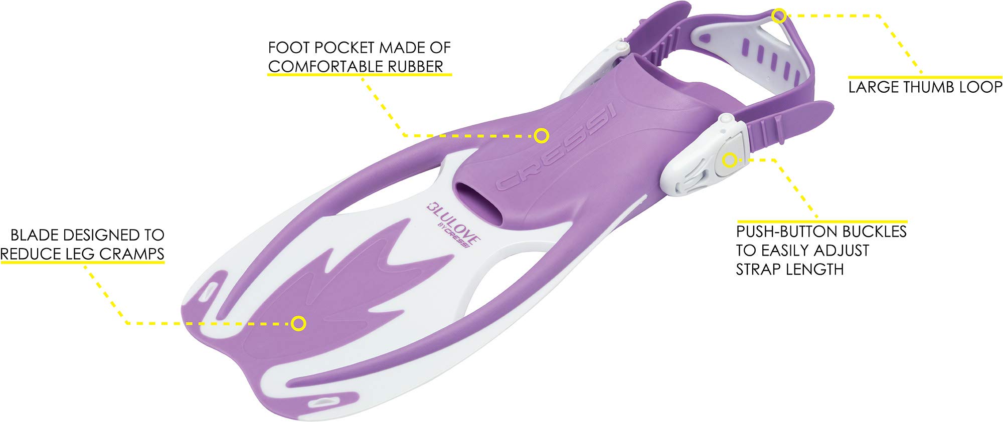 Cressi Kids Rocks Pro Dry Snorkel Set – Mask, Fins & Snorkel, Lilac