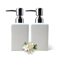 Qudubuy Ceramic Soap Dispenser Set | 320ml Square Refillable Lotion Pump