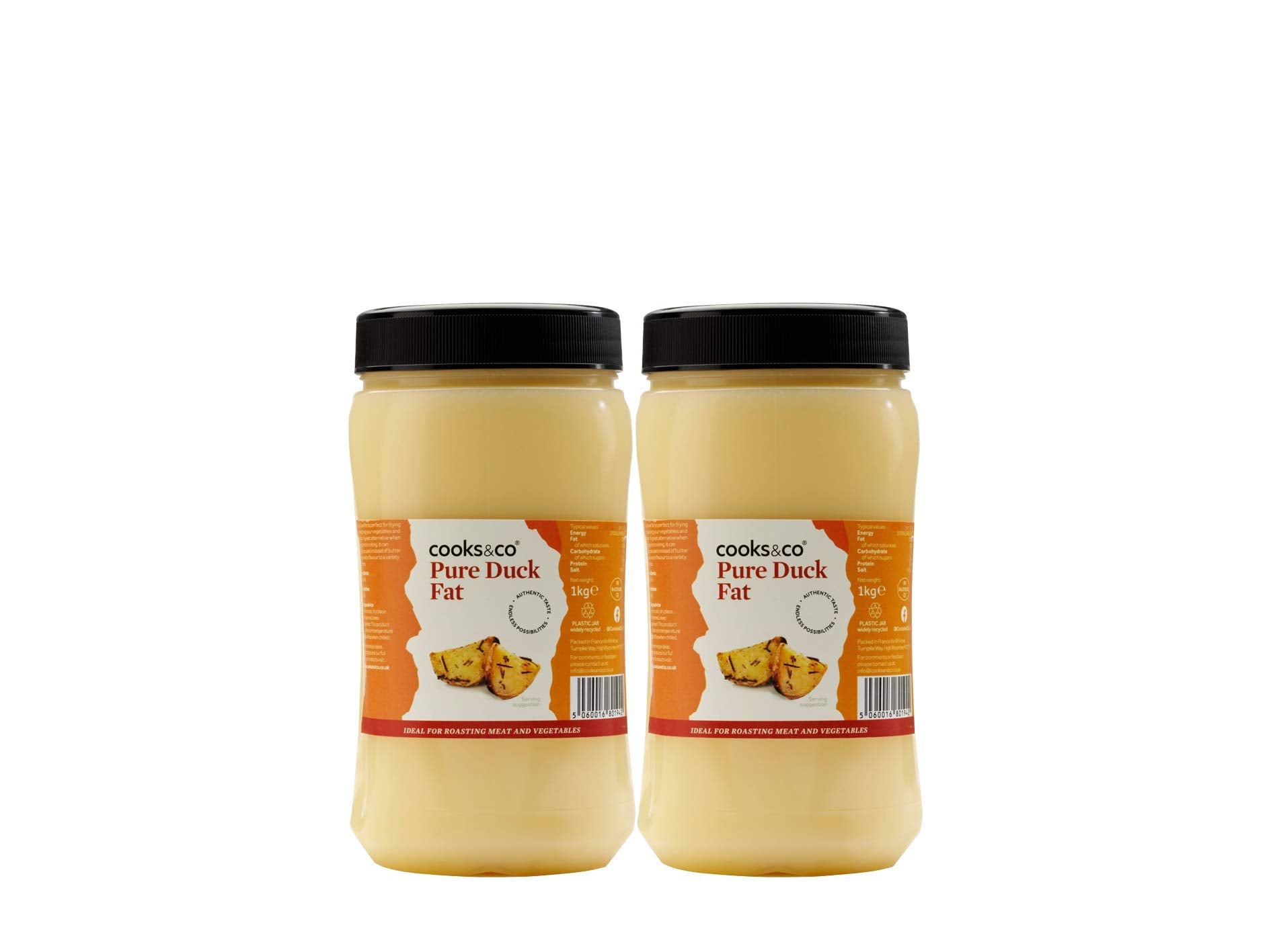 Cooks & Co Duck Fat – 100% Pure Gourmet Cooking Fat, 1kg (Pack of 2)