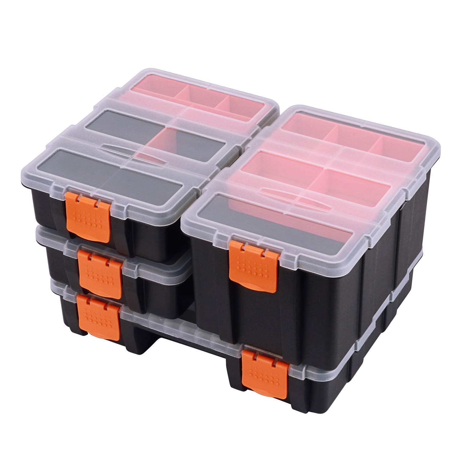 CASOMAN Hardware & Parts Organizer 4-Piece Set | Durable Tool Storage Box