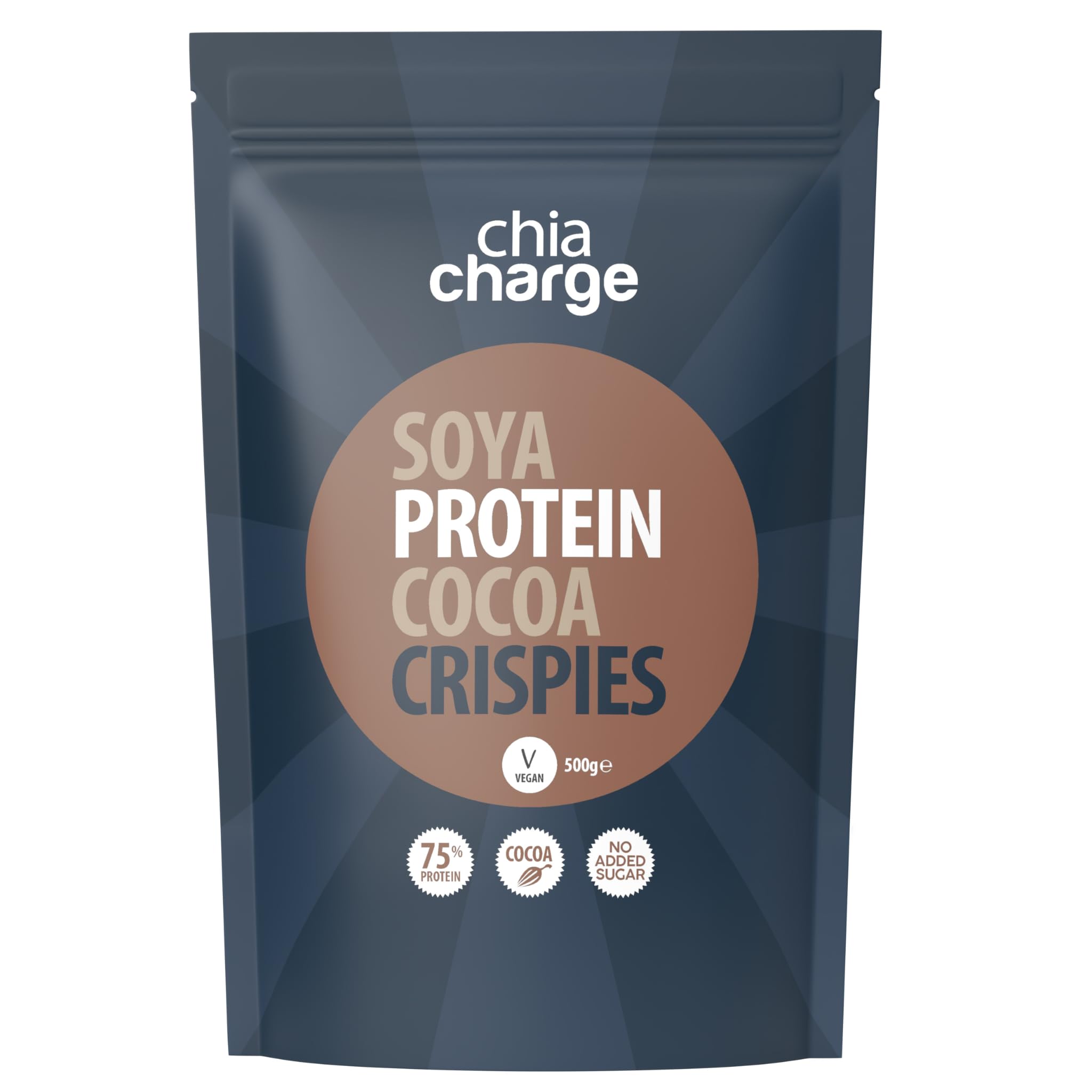 Chia Charge Cocoa Soya Crispies – 75% Vegan Protein Snack (500g)