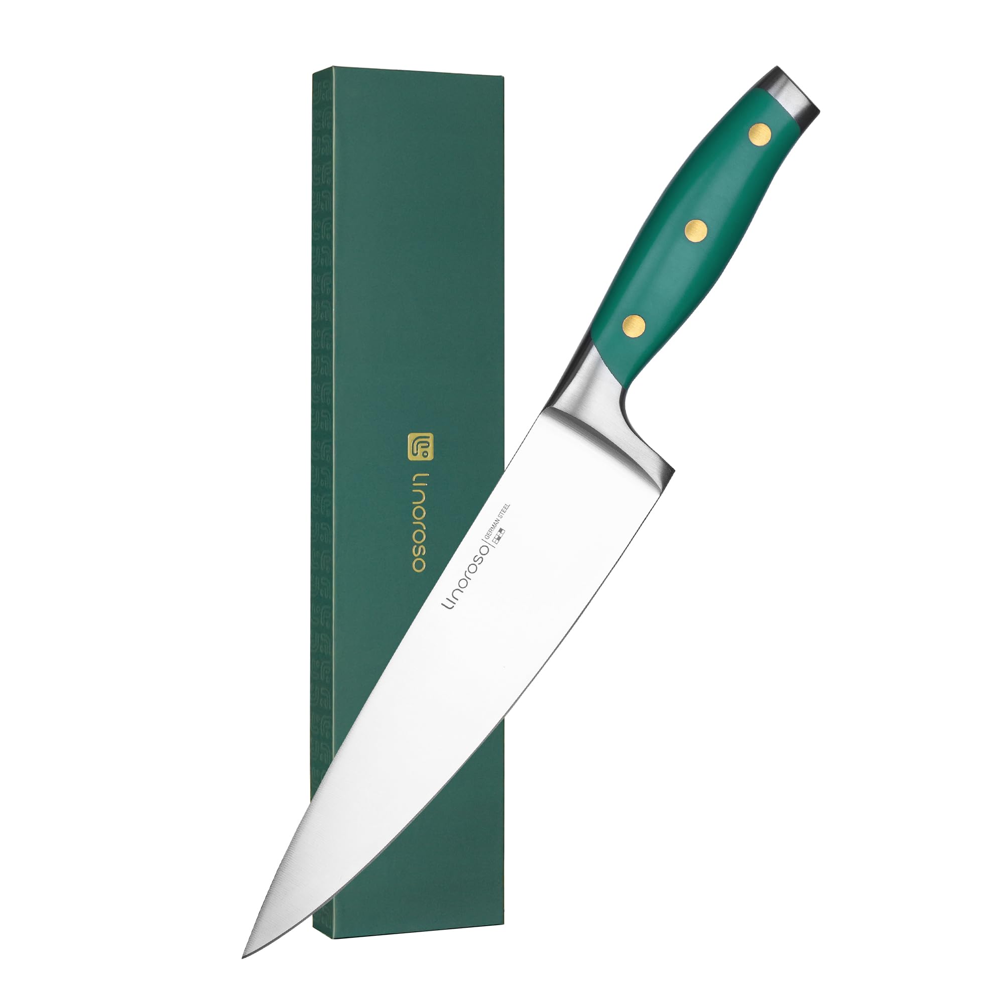 Linoroso 8 Inch Chef Knife | High Carbon Stainless Steel - Green Handle