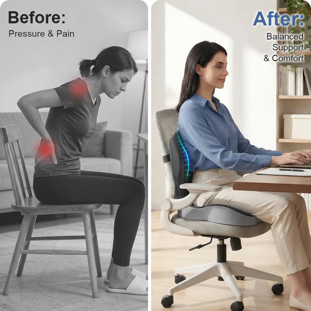Ergonomic Memory Foam Seat Cushion for Office Car Gaming Chairs Dark Gray - image 4