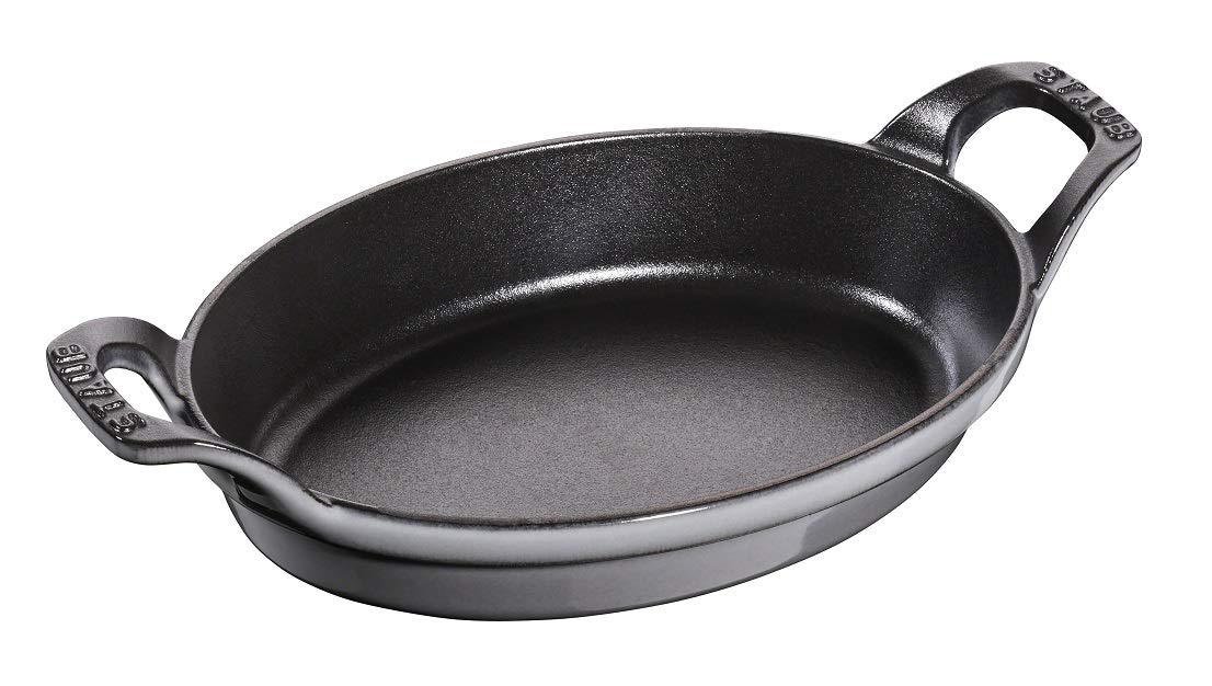 STAUB Cast Iron Oval Roasting Dish – 21 cm Enamel – Graphite Grey