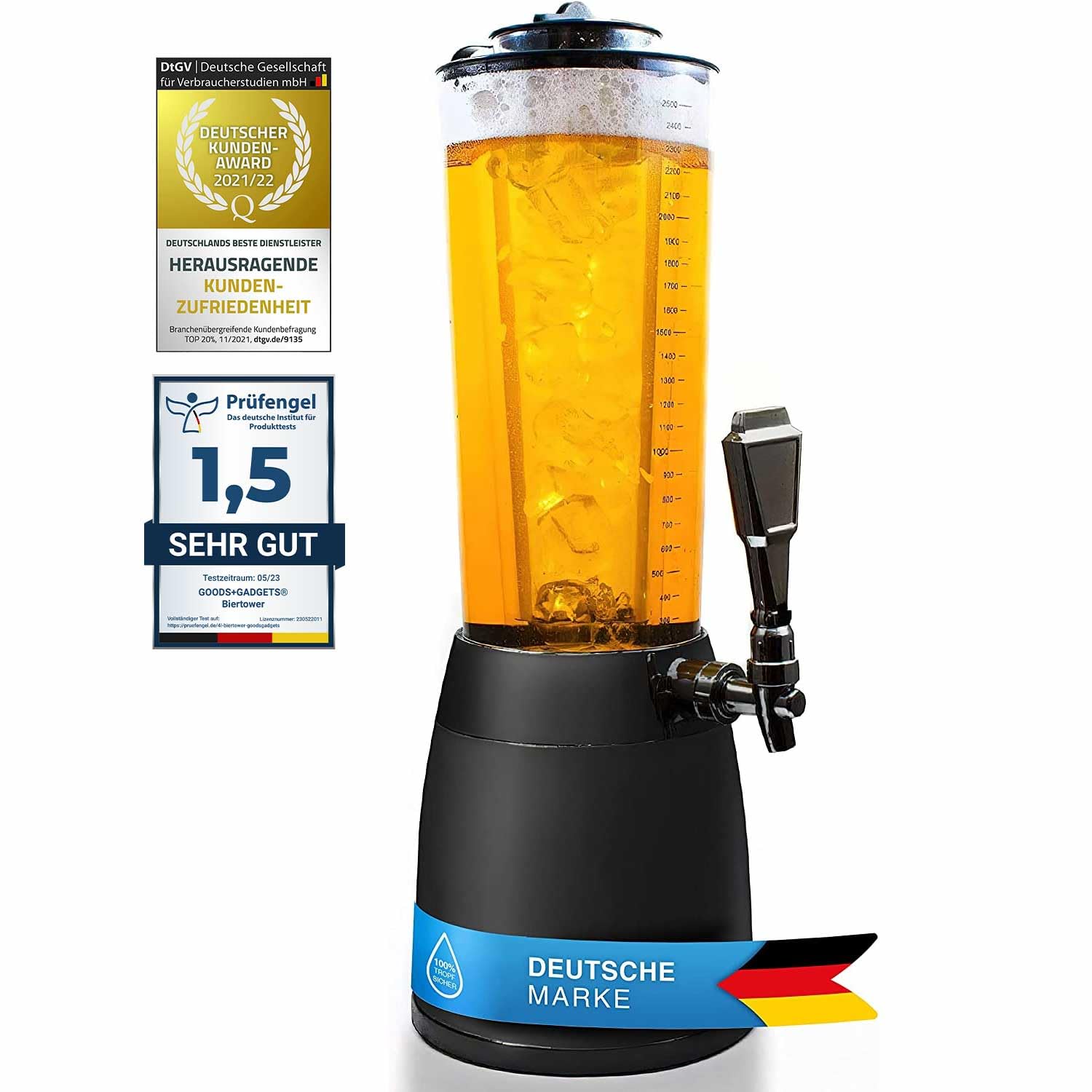 XXL Beer Tower – 4L Beverage Dispenser with Ice Cooler
