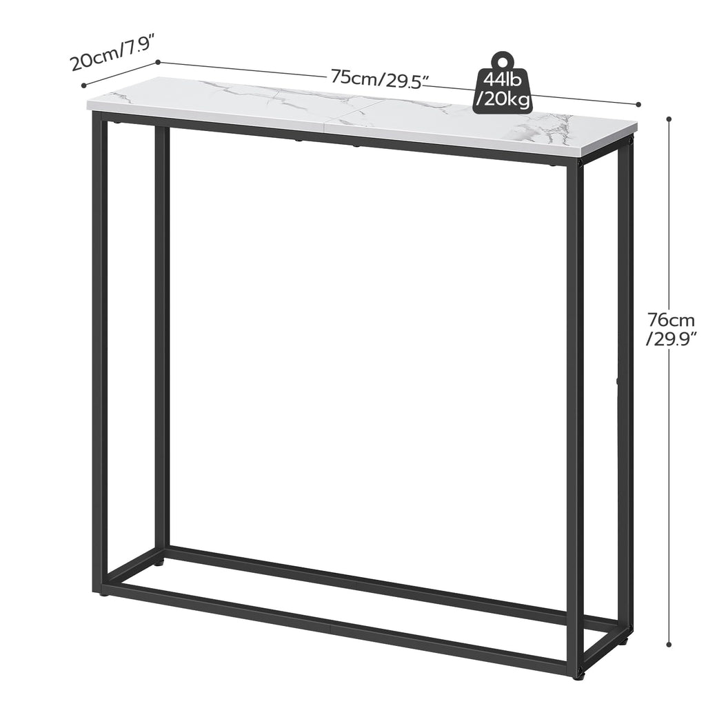 HOOBRO Narrow Console Table – Slim Marble & Metal Hallway Table for Small Spaces