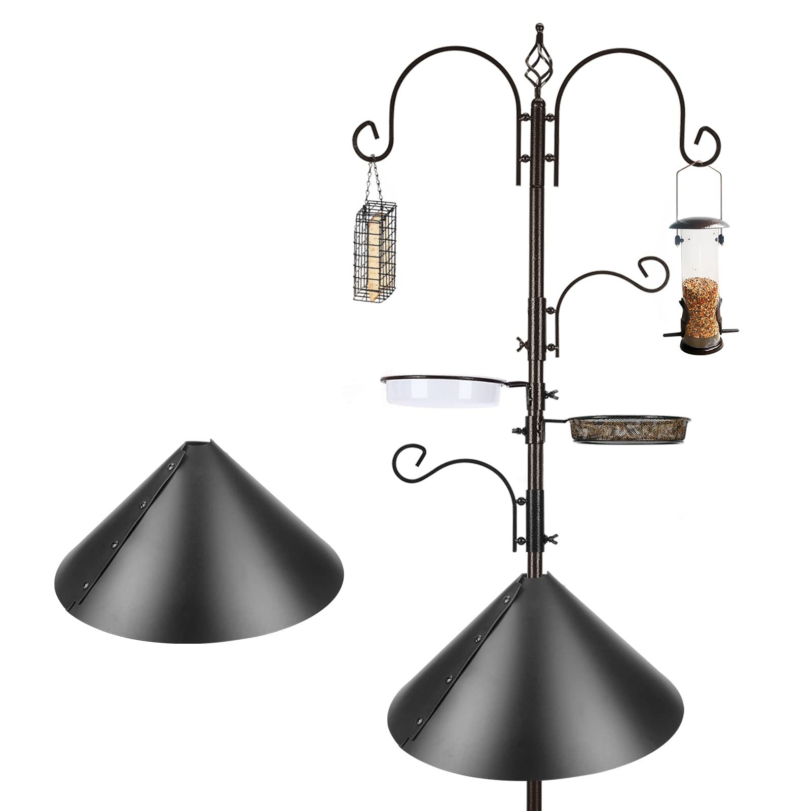 MIXXIDEA Bird Feeding Station Kit with Squirrel Baffle and Suet Cage