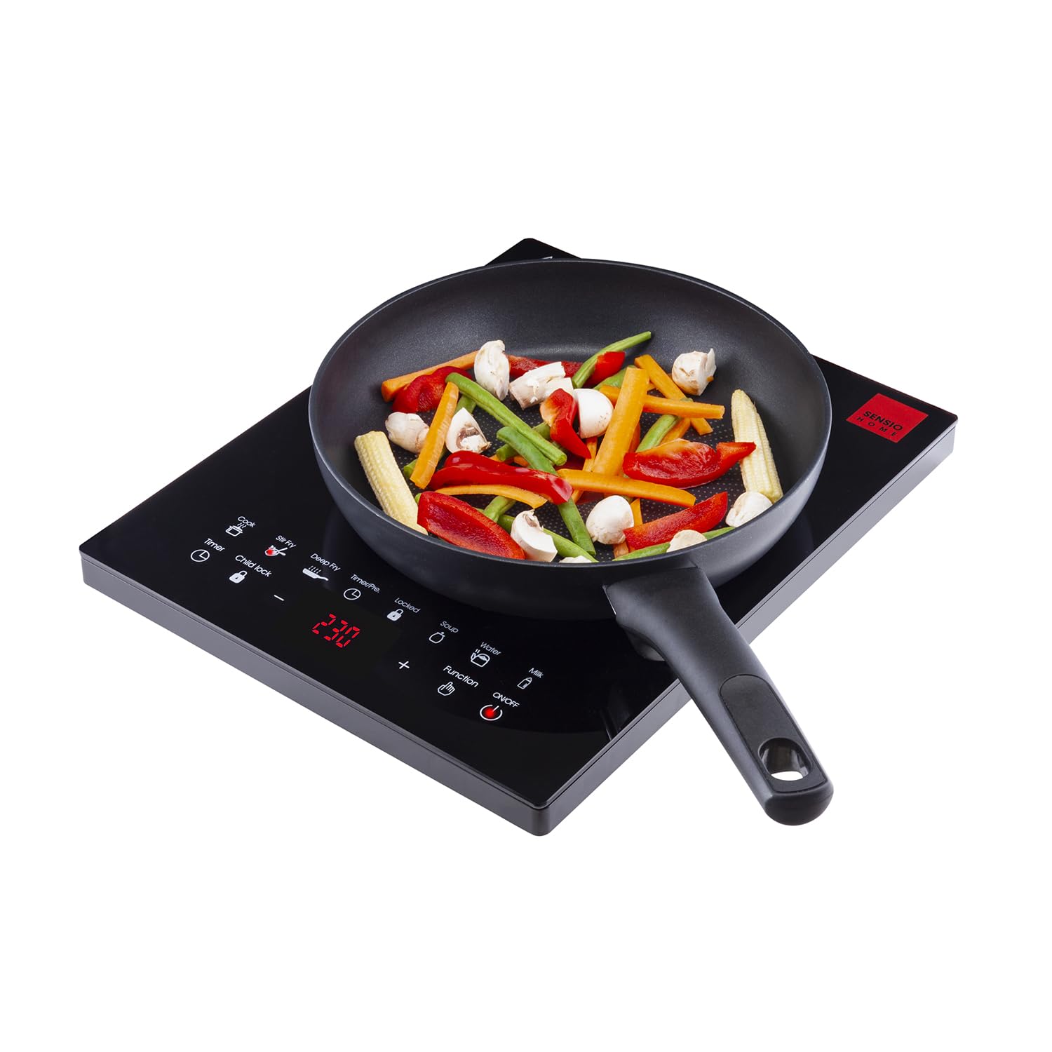 Sensio Home Electric Induction Hob – 8 Power Settings & Timer, Black