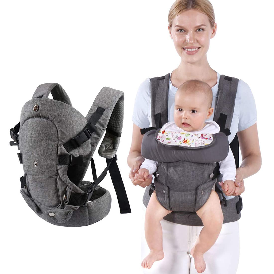 Baby Carrier Sling – Adjustable Newborn to Toddler Wrap, Grey