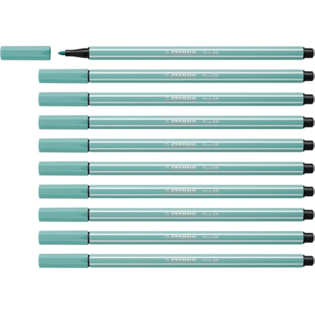 STABILO Pen 68 Premium Fibre-Tip Pens | Pack of 10 | Eucalyptus Green