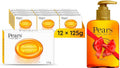 Pears Transparent Amber Soap 125g (12 Pack) | 250ml Hand Wash Bundle