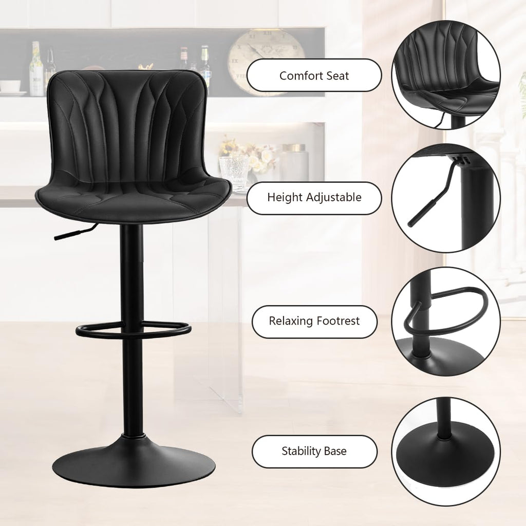 Kidol & Shellder Bar Stools Set of 2 Swivel Breakfast Barstools, Black - image 4