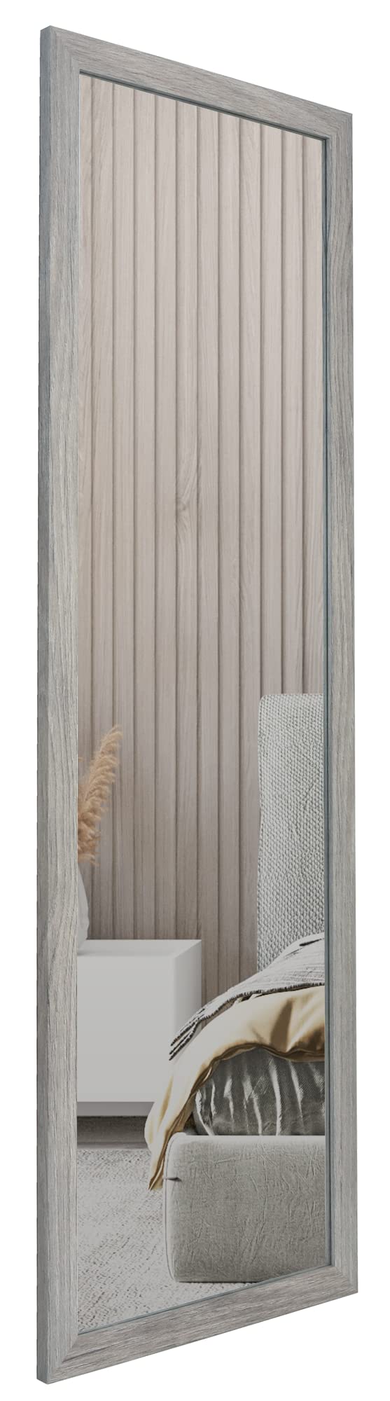 Full Length Wall Mounted Mirror | Grey Oak Wood | 35x110cm