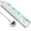 SE UKASE 4 Way Extension Lead with USB-C, Timer & Individual Switches
