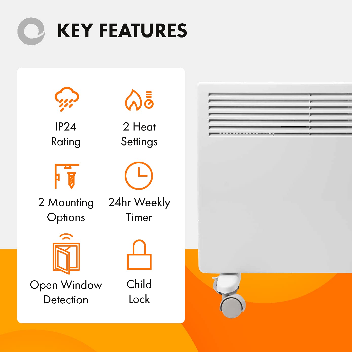Devola 1000W Eco Electric Panel Heater | Slimline Wall Mounted & Free Standing
