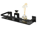 SAYAYO Matte Black Bathroom Shelf – Tempered Glass & Stainless Steel