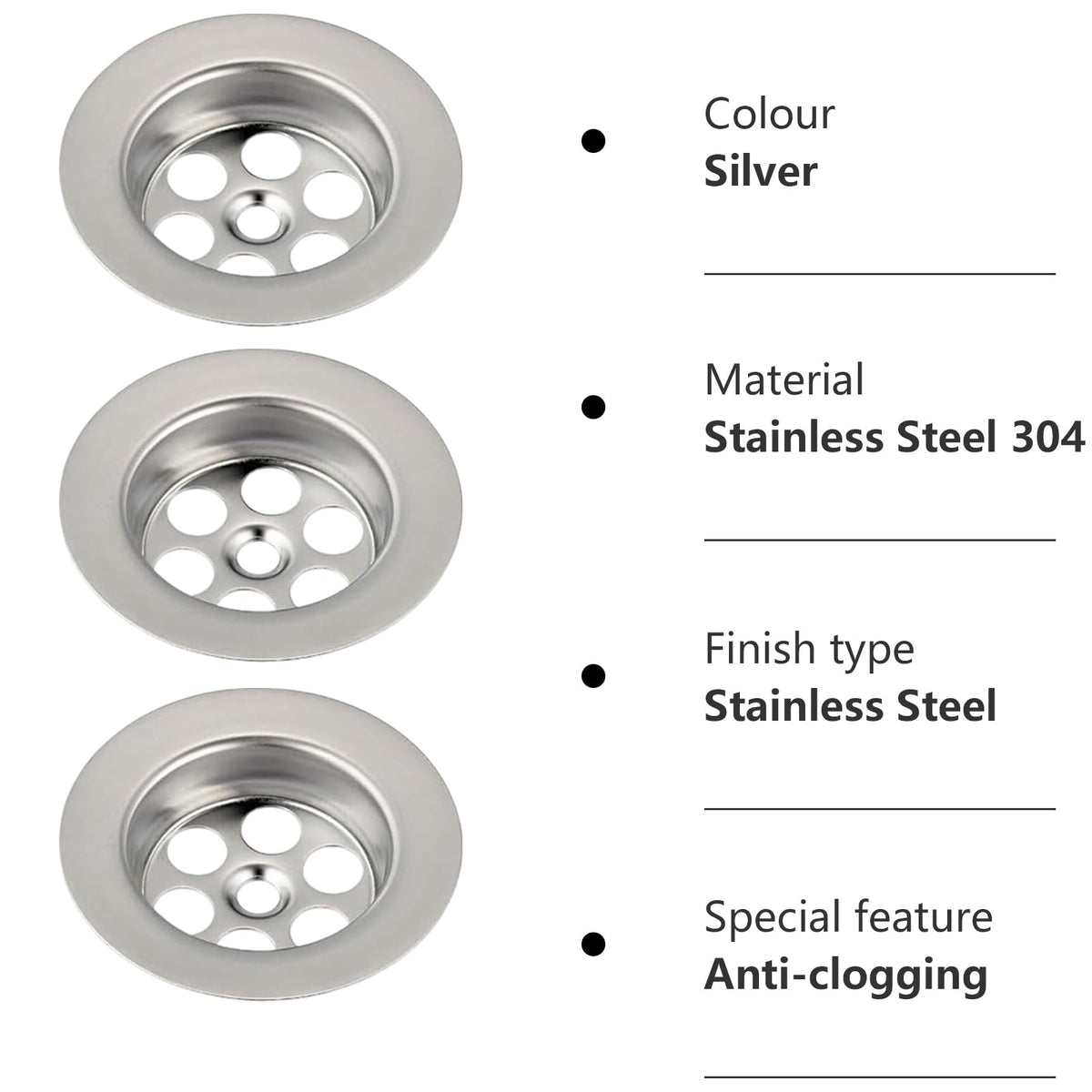 Bathtub Drain Cover - TRACOMPAN 3 Pack Stainless Steel Silver Bath Overflow Plug Replacement with Screws, Durable Drain Cover for Bathtubs - image 3