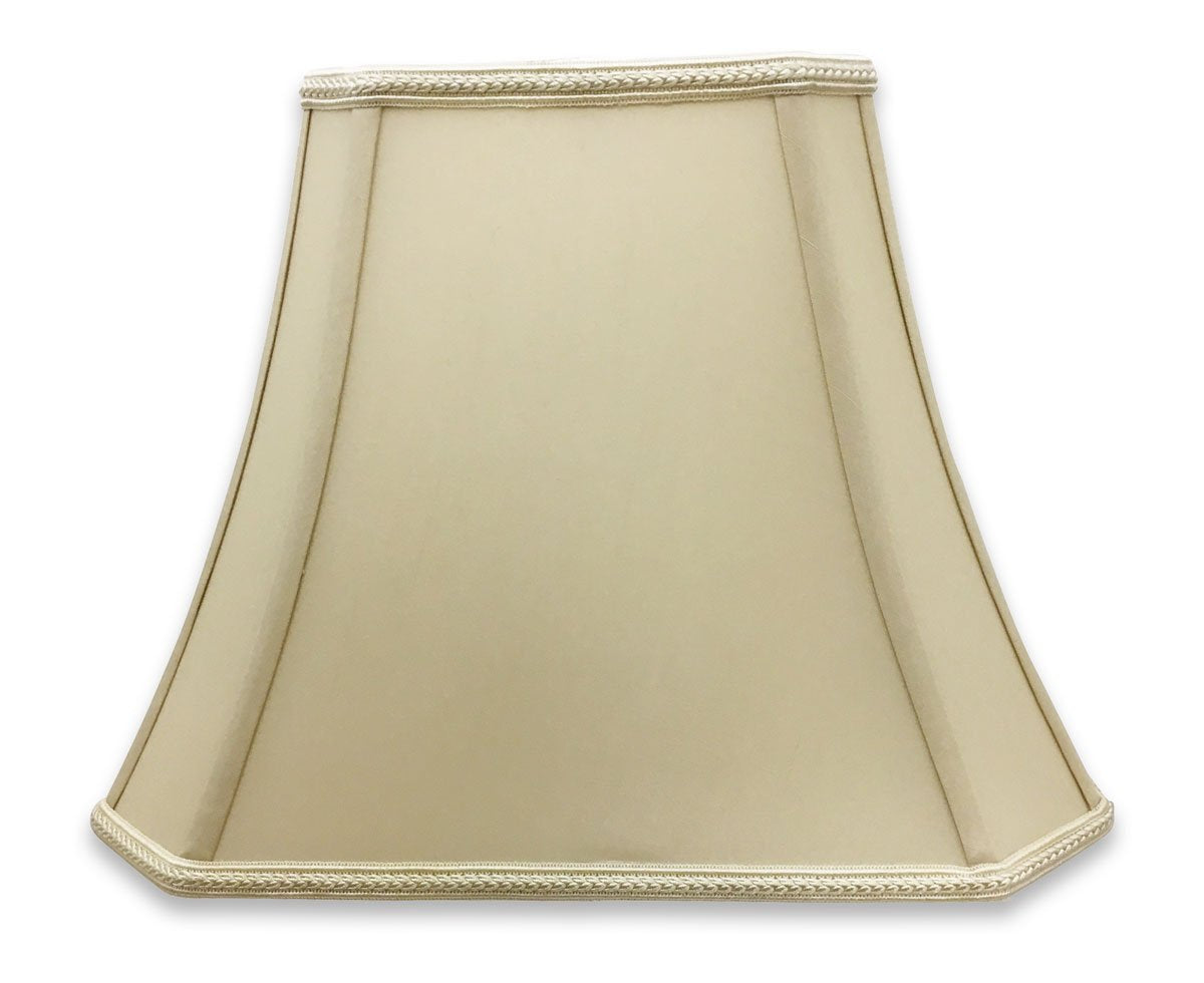 Royal Designs Rectangle Bell Cut Corner Shantung Silk Lamp Shade – Beige