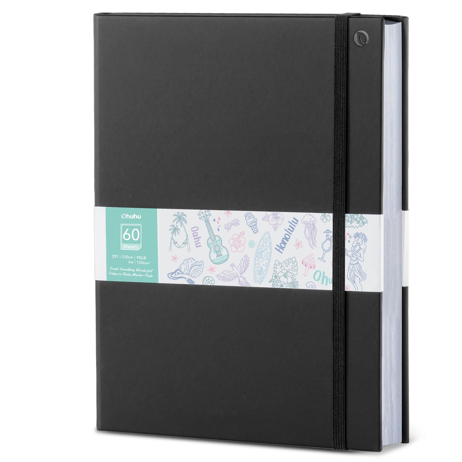 Ohuhu A4 Bleedproof Marker Sketchbook – 150GSM PU Leather Art Journal