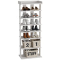 HOME BI 7-Tier Wood Shoe Rack – Narrow Vertical Storage Shelf for Entryway