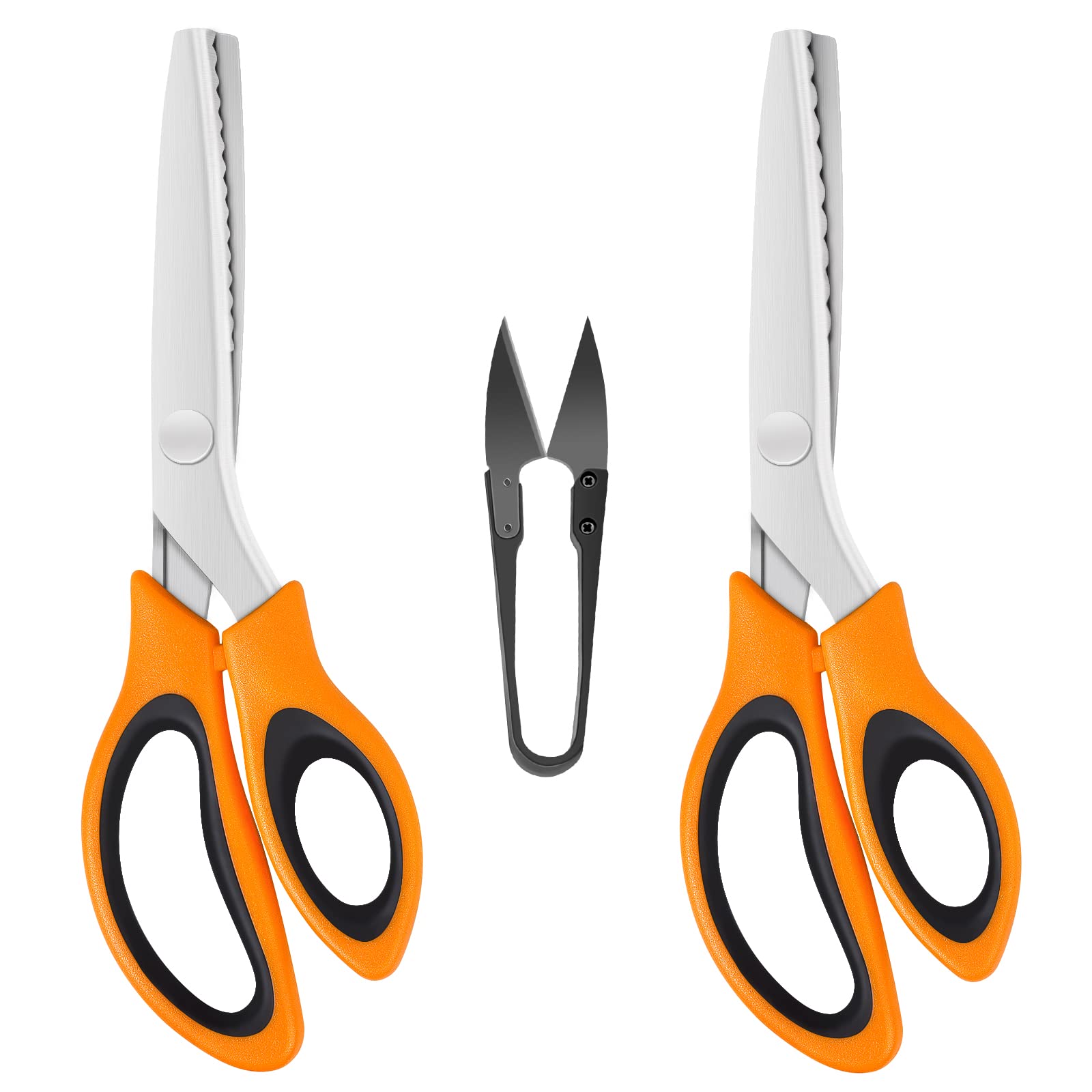 KUONIIY Pinking Shears Set - Serrated & Scalloped Fabric Scissors, 3 Pcs