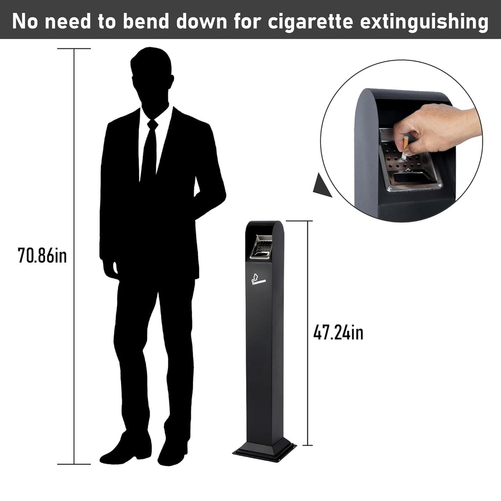 Nisorpa 1.2M Stainless Steel Vertical Trash Bin - Odor-Proof Outdoor Can