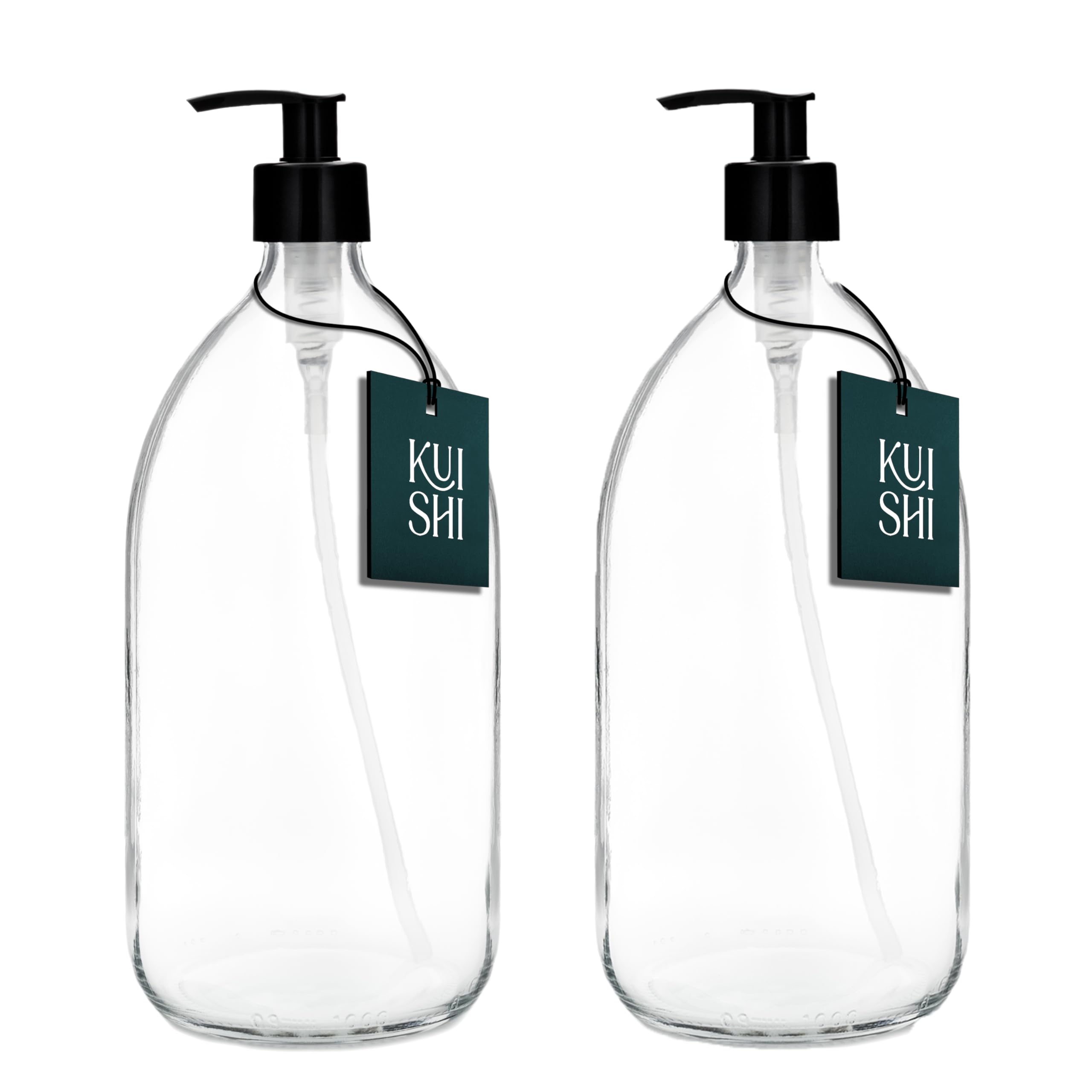 Clear Glass Soap Dispensers | 1000ml Refillable Set of 2