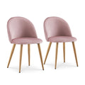 TUKAILAi Pink Velvet Dining Chairs – Set of 2 Upholstered Metal Legs
