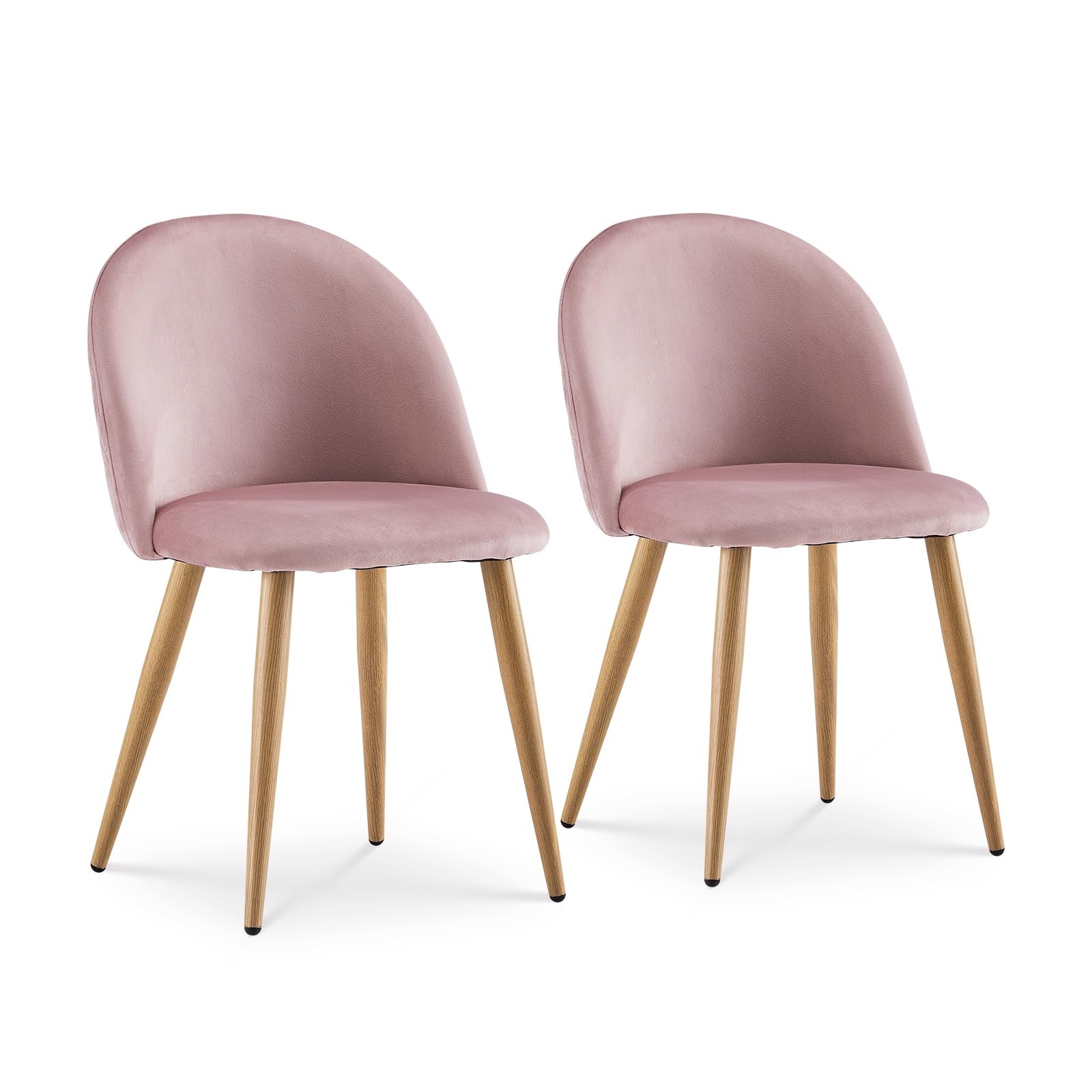 TUKAILAi Pink Velvet Dining Chairs – Set of 2 Upholstered Metal Legs