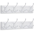 LARHN White Wall-Mounted Coat Rack, 2-Pack - 4 White Coat Hooks, 42cm