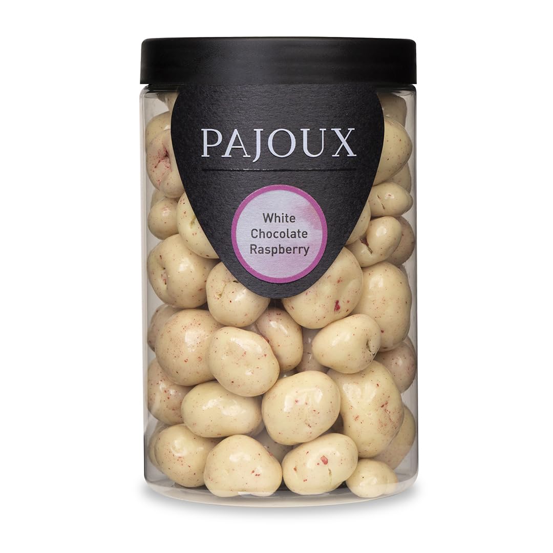 Pajoux White Chocolate Covered Raspberries - Gourmet Gift Jar - 215g