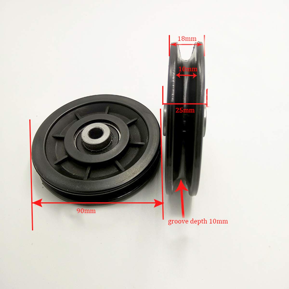 LFJ 90mm Gym Pulley Wheel – 8 Pack Nylon Bearing Cable Machine Parts