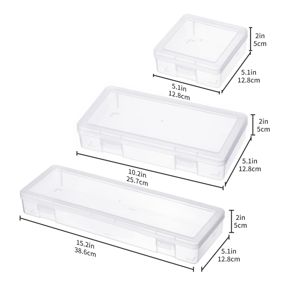 novelinks Stackable Plastic Clear Storage Box Containers with Latching Lid - Art Craft Supply Organizer Storage Containers for Pencil Box, Lego - image 3