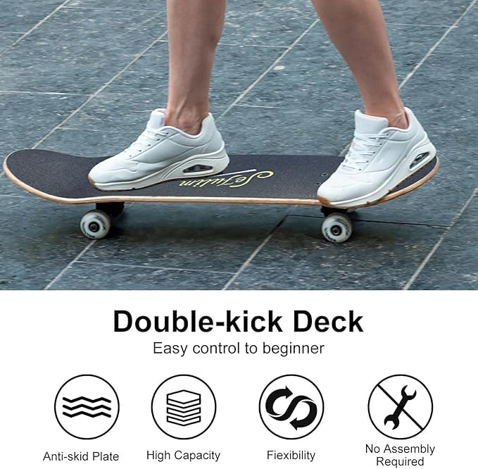 Sefulim Complete Skateboard – 31x8 Inch 7-Layer Canadian Maple Deck