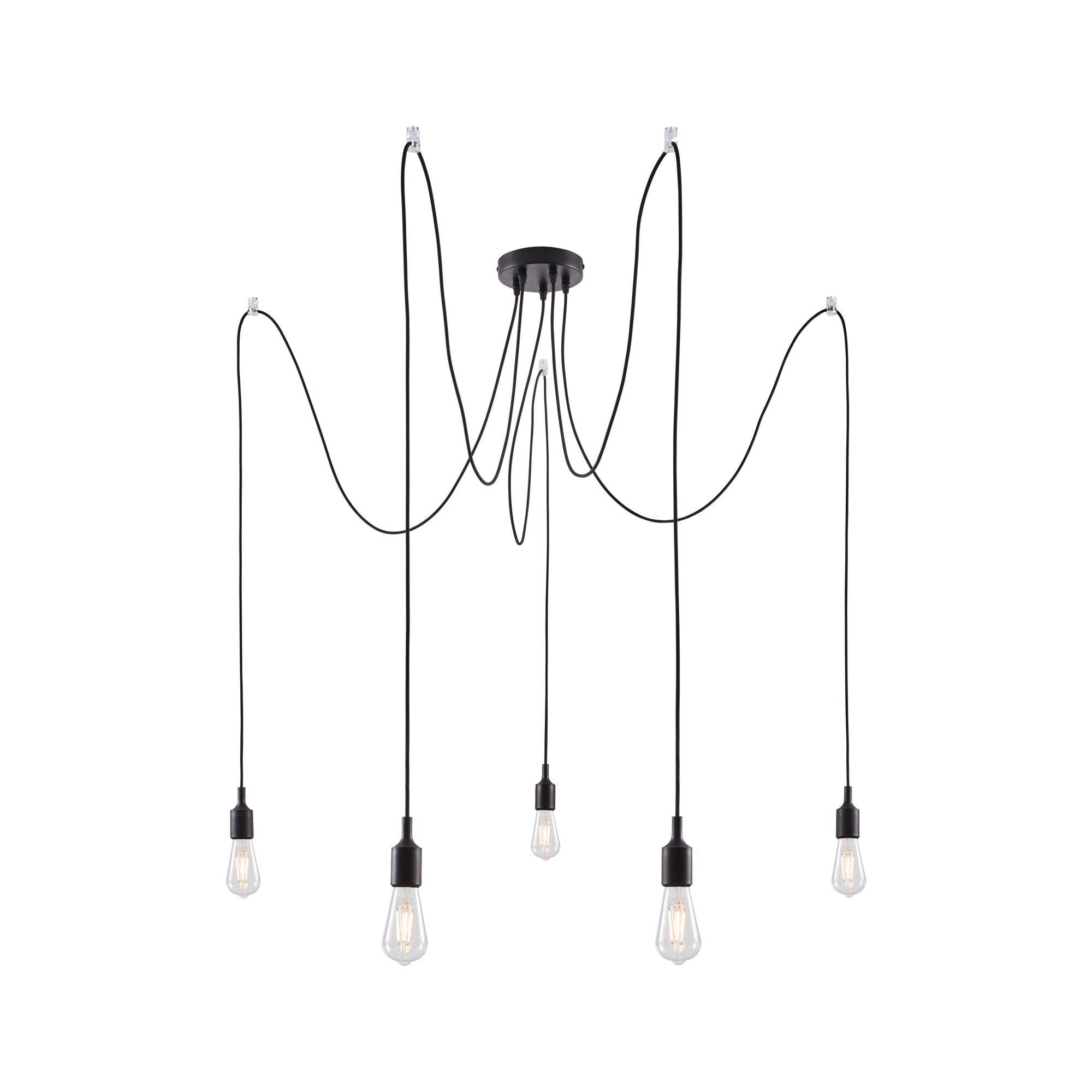 Paulmann Ketil Neordic 5-Lamp Sputnik Pendant Light – Black Metal E27