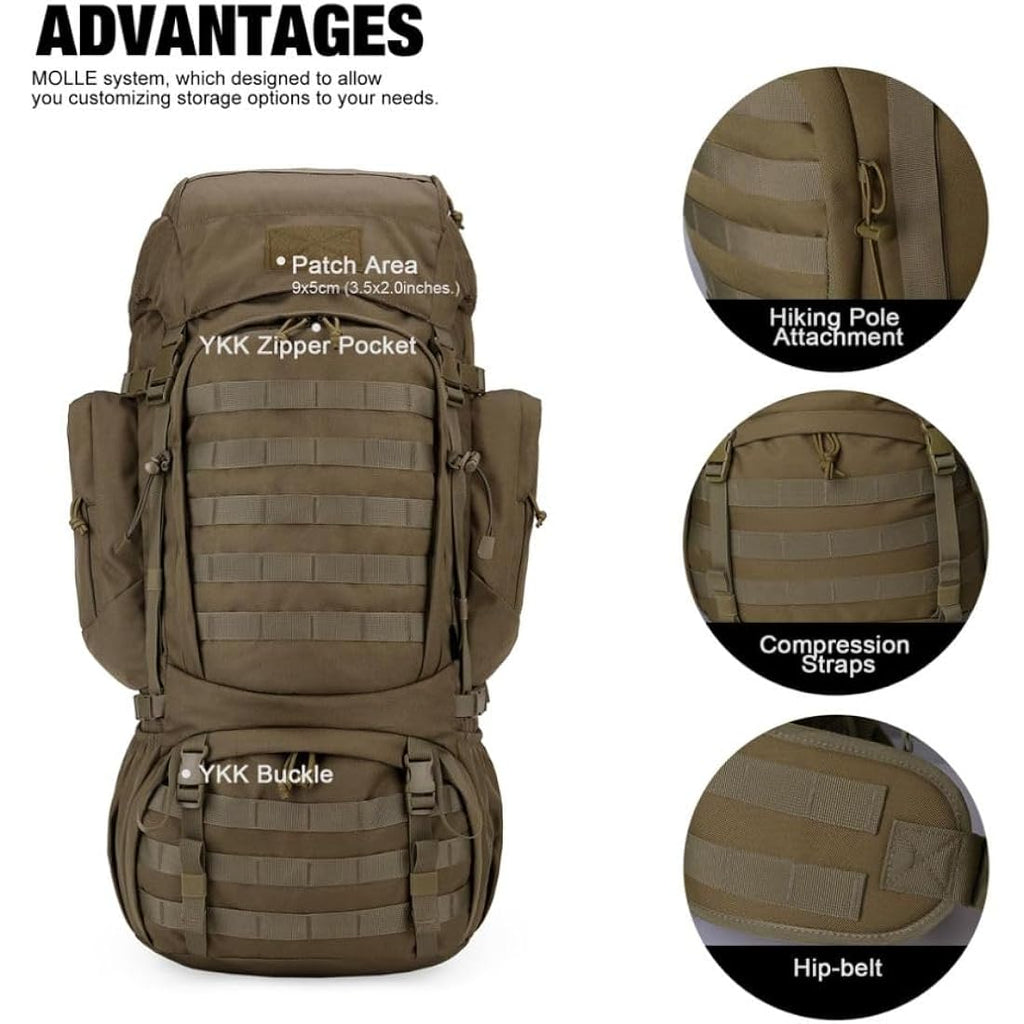 Mardingtop 60L Tactical Backpack | Military MOLLE Rucksack with Rain Cover