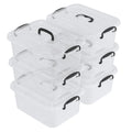 Waikhomes 6 x 8 Litre Clear Plastic Storage Box with Lids, Home Office Kitchen Stackable Nestable Transparent Plastic Boxes